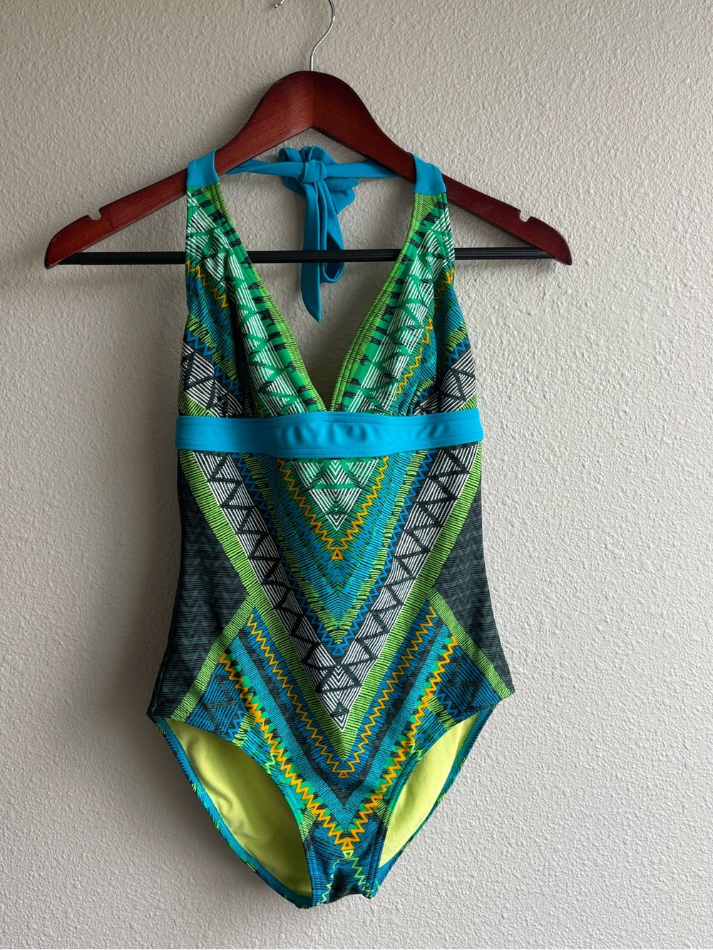 Teal & Lime Geo Print One-Piece Swimsuit